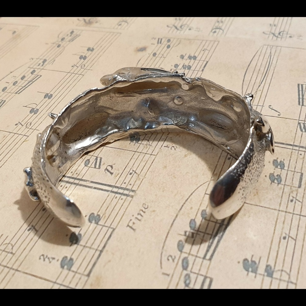 Mexican Solid Sterling Silver Bracelet Dolphins - image 4